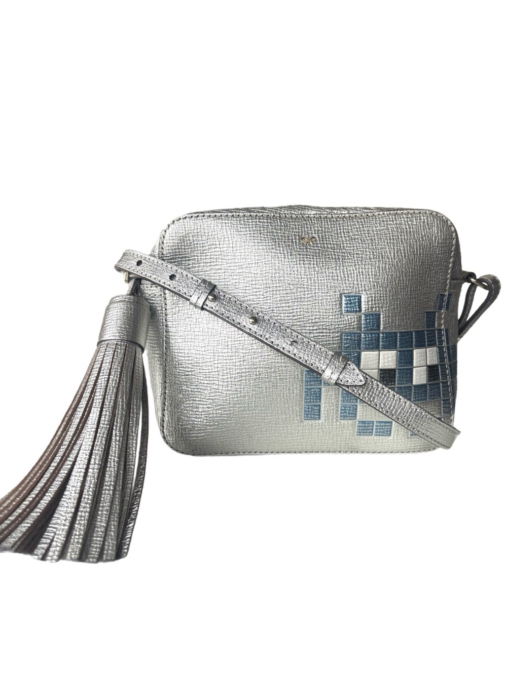 Anya Hindmarch Space Invaders Crossbody Silver Bag